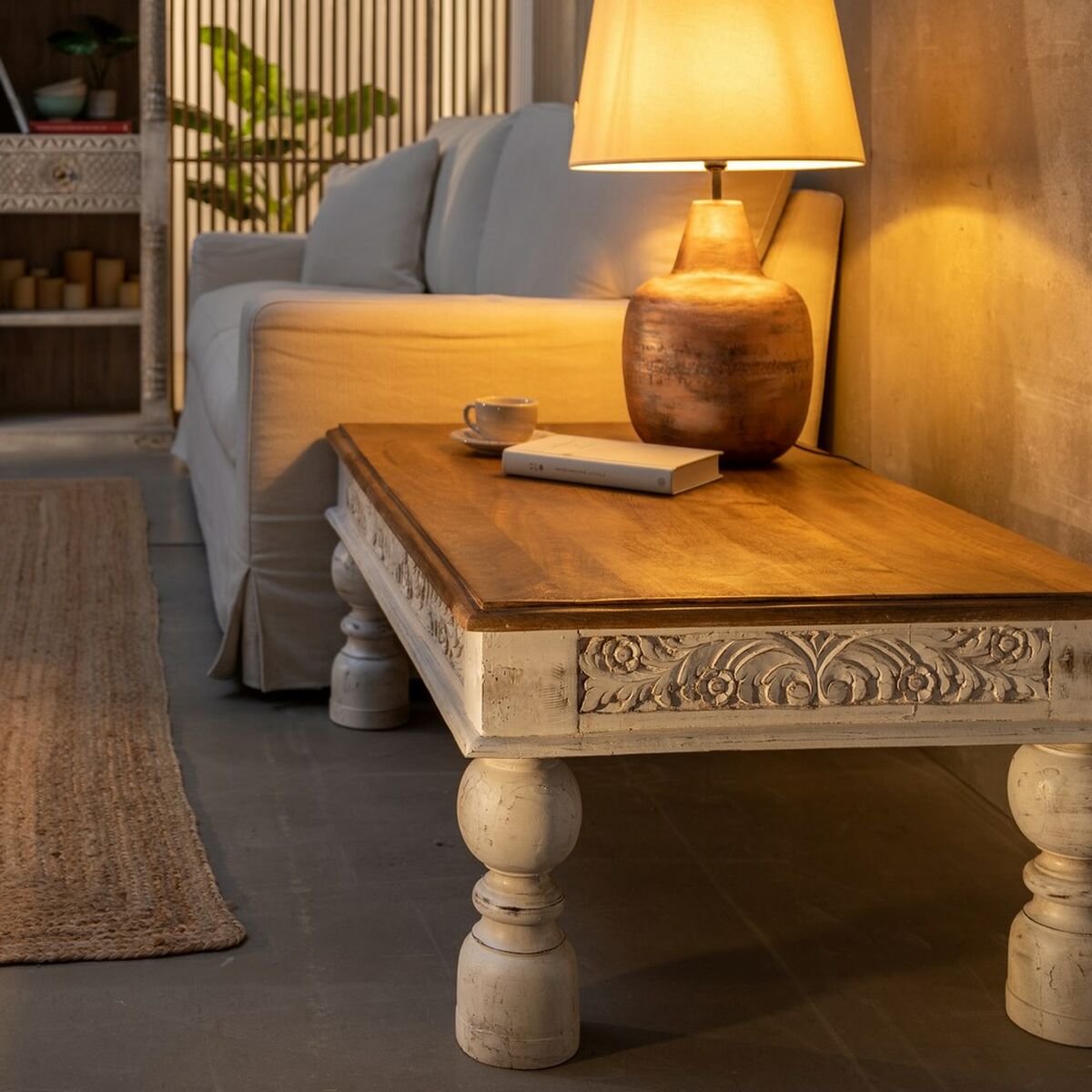 Soffbord Vit Naturell 120 x 70 x 45 cm